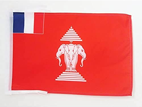 AZ FLAG French Protectorate of Laos Flag 45x30 cm 100D Polyester Cords | Indoor and outdoor use Indochina 12x18 in decorative flag double stitched seams and reinforced edges with ties