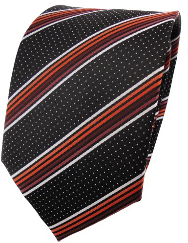 TigerTie Designer Krawatte in orange braun silberweiss schwarz gestreift