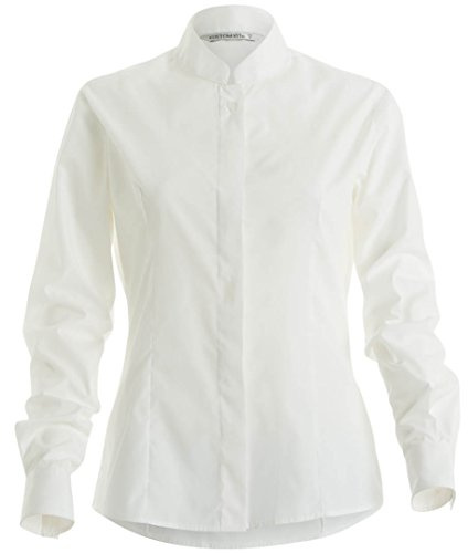 Kustom Kit White Fitted Long Sleeve Shirt with Mandarin Collar and Concealed Placket - Size 18