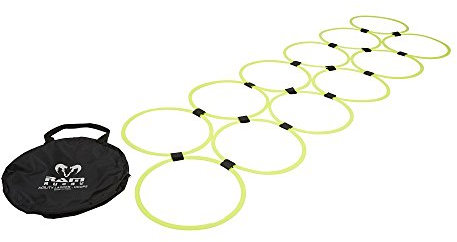 Ram Sports - Agility Ladder Hoops - 12 Plastic Hoops With Velcro Fastening - Supplied In Carry Bag