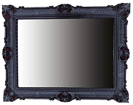 Lnxp Specchio da parete barocco, cornice nera, stile retrò, barocco, shabby chic, con ornamenti di lusso