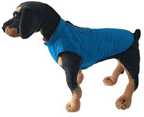 MISSMAO Fleece Gefütterte Hundejacke sehr Warm für Winter und kaltes Wetter Extraweiche Winddichte Hundeweste Blau L