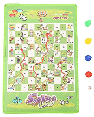 Zerodis Juego de Tablero Serpientes, Juego de Mesa de ajedrez de Serpientes y escaleras Plegable de Tela no Tejida Juego Educativo Educativo para niños Adultos Adultos