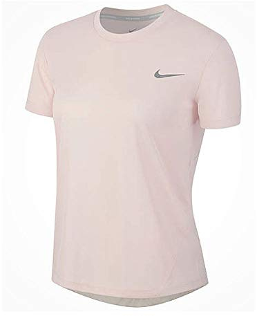 Nike W NK Miler Top SS T-Shirt Femme Echo Pink/Echo Pink/(Reflective Silv) FR : 2XL (Taille Fabricant : 2XL)