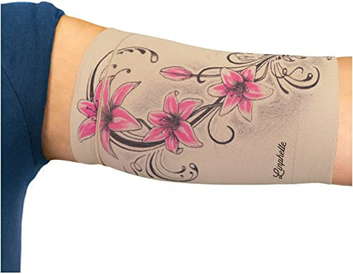 Linphelle Protector PICC Brazo en Microfibra - Cubre PICC Line Transpirable y Cómodo, Ideal como Protector Cateter Picc, Medidor De Glucosa, Tattoos y Heridas, Hibisco, Tamaño Medio
