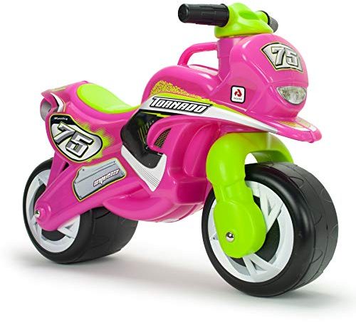 Laufrad Motorrad Kinder ab 18 Monaten Tundra Tornado Rosa mit Tragegriff + Breiten Kunststoffrädern + Ergonomisches Design + rutschfeste Dekoration Wasserfest + Stabile Konstruktion | INJUSA