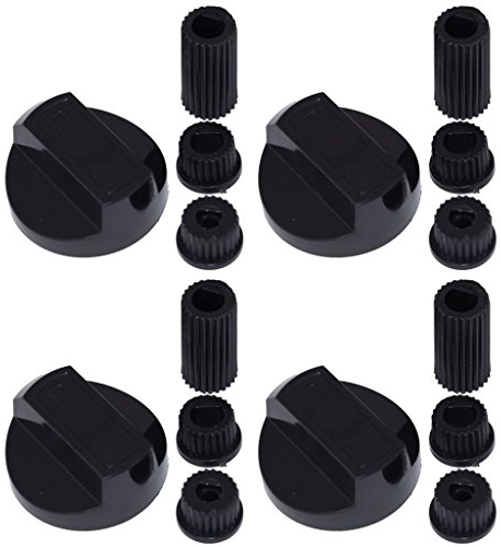Ufixt 4 x Fits Menegetti, MFI, Moffat, Morphy Richards, Nardi and New World Universal Cooker/Oven/Grill Control Knob And Adaptors Black
