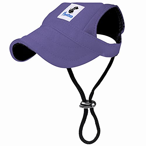 Pawaboo Hunde Baseballmütze, Basecap Verstellbar Sonnenschutz Hut Hundecap mit Ohrlöchern für Welpen Haustier, M, Lila