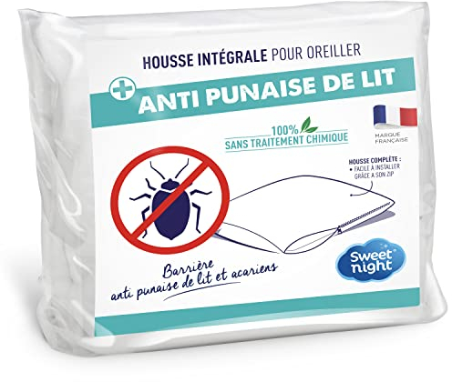 Sweetnight - Protège Oreiller 65x65 cm | Anti-Punaise de lit et Anti-acariens | Housse intégrale pour Oreiller avec Fermeture éclair | sans Traitement Chimique