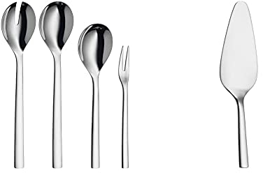 WMF Nuova Servierteile, Set4-teilig, Serviergabel, Servierlöffel und Salatbesteck 30 cm & Nuova Kuchenheber Tortenheber Edelstahl 23 cm ideal auch als Lasagneheber, Pizzaheber