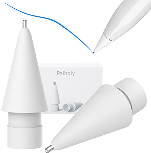 Confezione da 2 punte per matite Apple Pencil senza usura e con controllo preciso a punta fine, compatibile con matite Apple Pencil di 1a generazione e 2a generazione/iPad Pro, colore bianco
