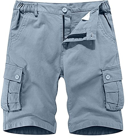 APTRO Mens Cargo Shorts Combat Casual Cotton Shorts with Multi Pockets Workwear Dusty Blue CS05 32