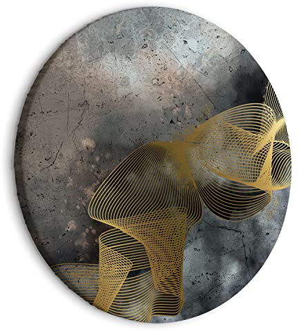 murando - runde Bilder Abstrakt 40x40 cm Leinwandbild 1 tlg Kunstdruck modern Wandbilder XXL Wanddekoration Design Wand Bild Betonoptik Textur Farbflecken blau Gold a-A-10283-bc-a