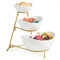 Miamolo 3 Tier Serving Bowls with Stand, Serving Dishes Chips and Dip Serving Set for Entertaining Party, Ceramic Serving Dish Fruit Bowl for Salad Soup Snacks, Microwave & Dishwasher Safe