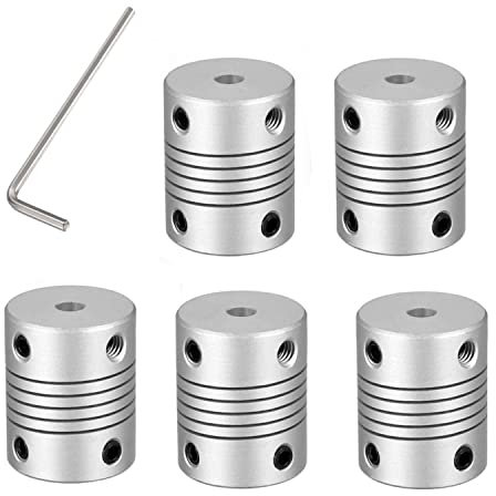 LATRAT Lot de 5 raccords flexibles de 5 mm à 8 mm compatibles, avec 1 Clé Allen, pour 3D Imprimante Machine