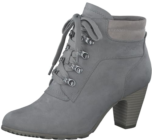 s.Oliver Damen Schnürstiefel mit Absatz Elegant Bequem, Grau (Grey), 42 EU