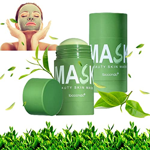 Green Mask Stick, RoseFlower Paquet de 2 Bâton de Masque de Nettoyage en Profondeur au thé Vert, Hydratant Efficace, Dissolvant les Points Noirs et L'acné
