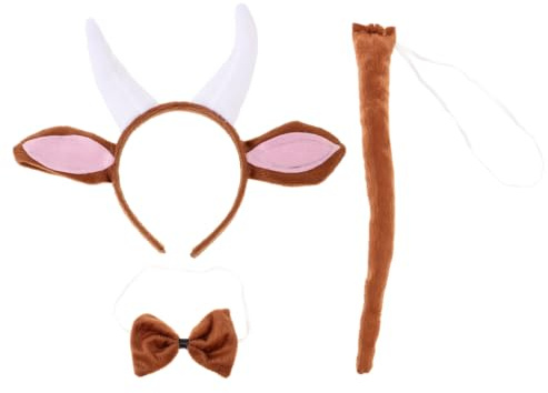 Uonlytech Bandeau Corne De Chèvre 3 Pièces Accessoires Animaux Pour Déguisement Cosplay Fête Halloween Photo 29X21.5Cm
