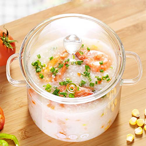 Olla de cocción de Vidrio Transparente Cacerola Cacerola Horno de cocción Olla de cocción de Vidrio Resistente al Calor Olla de Pasta Olla de estofado Olla de Comida Salsa de Leche