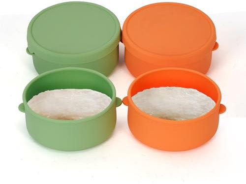 HOTOOLME Pizzaballenbox mit Deckel 4er Set PizzaBox aus antihaftendem Silikon Pizza teig Box gären und verarbeiten Gärbox für Pizzateig Box Teigballenbox Pizza Zubehör pizzateigbehälter