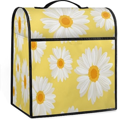 Stand Mixer Cover, Daisy Yellow Print Indoor Kitchen Decorations, Polyester Dustproof Cover with Pockets for Stand Mixer, Compatible with 6-8 Quart Stand Mixer