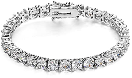 Michooyel Tennisarmband Silber und Gold für Damen Herren 925 Armband Zirkonia Armband (18/20/23cm, 3/4/5/6mm) Iced Out Tennis Bracelet für Frauen Mädchen Mama