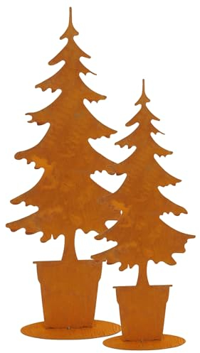 Storm's Gartenzaubereien Tannenbaum Rostdeko aus Metall groß und klein in Rostoptik 75-57cm Weihnachtsdeko