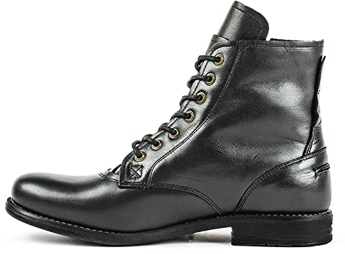 ERALP Stivaletti da uomo - Stivali da moto con cerniera laterale e fibbia PU Ecopelle Stivaletti impermeabili Stivali Oxford casual per uomo,Nero,38