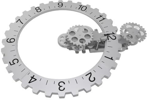 Haofy Hängende Zahnrad Uhr, Mechanische 3D-Drehstunden-Rad-Wanduhr für Home-Office-Dekor (Silver)