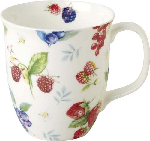 IHR - BOC 1037500 - Kaffee Becher, Erdbeeren, Brombeeren..., Porzellan, Bone China, 10,cm x 9cm, spülmaschinen- und mikrowellengeeignet