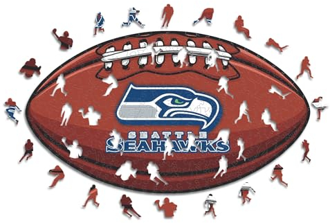 Iconic Puzzles, Seattle Seahawks crest, 100% eco-sustainable wooden puzzle with official license NFL, size M, 270 pieces