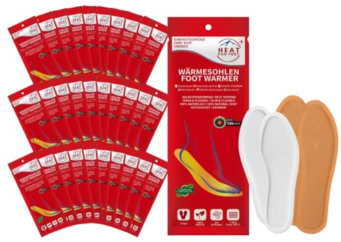 HEAT FOR FEET - Wärmesohlen für Schuhe - 5 Paar - Sofort wärmende & Bequeme Einlegesohlen, bis zu 12Std. warme Füße, Schuhwärmer, 100% natürlich, Unisex, Einheitsgröße (5 Paar)