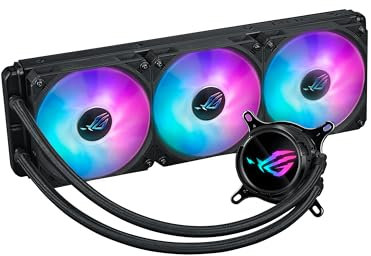 ASUS ROG Strix LC III 360 ARGB All-in-one CPU Liquid Cooler with 360° rotatable Water Block, Asetek’s New Gen7 v2 Pump, Premium ROG ARGB Fans, and 10+ Custom Aura Lighting Effects