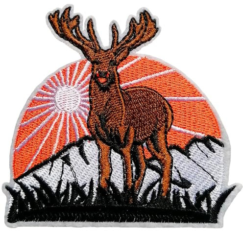 CHBROS Bestickter Aufnäher mit Elch-Abenteuer, zum Aufbügeln für Kleidung, Jacken, T-Shirts, Rucksäcke