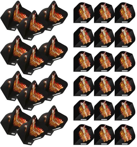 WINMAU Rock Legends Dart-Flights, 10 Sets pro Packung (insgesamt 30 Dart-Flights), erhältlich in verschiedenen Designs (Judas Priest, Flaming Logo)