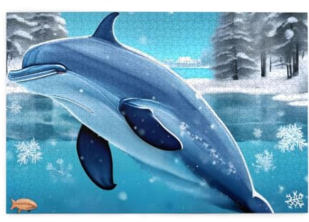 Winter The Dolphin Jigsaw Puzzles1000 Piece Educational Intellectual Wooden Puzzles, Fun Puzzles, Stress Relieving Puzzles