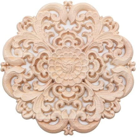 ZONADAH Apliques de madera tallada de 15 cm, molduras de madera sin pintar, decoración de esquina de flores vintage, decoración de pared natural para puertas, armarios, ventanas, espejos