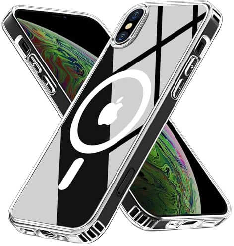 S. Dawezo für iPhone XS Max Hülle, Kompatibel mit Magsafe, [TOP N52 Starke Magnete] Anti-Vergilbung, Militärnorm Schutz, Kratzfest Stoßfest Magnetisch Handyhülle für iPhone XS Max, Transparent