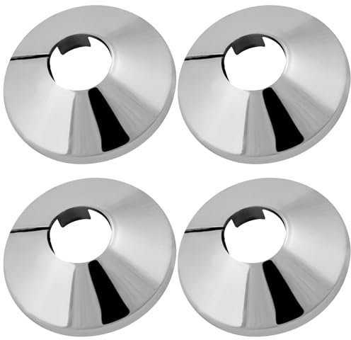 4 Pcs Chrome Radiator Pipe Covers, Adjustable 15mm Pipe Collars, Durable and Easy to Install Radiator Covers, Stylish Chrome Finish for a Modern Look