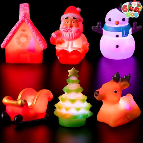 JOYIN 6 PCS Weihnachten Light Up Badespielzeug, LED Baby Badewanne Spielzeug Glühen in der dunklen Pool Spielzeug, Weihnachten Spielzeug für Kinder Kleinkinder Jungen Mädchen Weihnachten