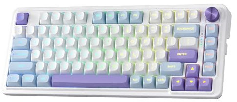 Redragon K673 PRO 75% Wireless Gasket RGB Gaming Keyboard, 3-Modes 81 Keys PBT Compact Mechanical Keyboard w/Hot-Swap Socket, Dedicated Knob Control & 5-Layer Noise Dampening, Custom Linear Switch
