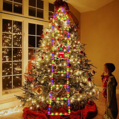 TaimeiMao LED Luz de Escalera Navidad, Guirnalda Luces de Navidad de 200 cm, 8 Modos de iluminación, con Temporizador, función de Memoria, décoration de Noël (luces de colores)