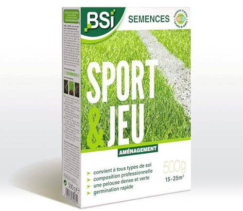 BSI - Semences de Gazon - Sport & Jeu - Avec Enrobage Protecteur - Haute qualité - jusqu'à 25 m² - 500g, Beige