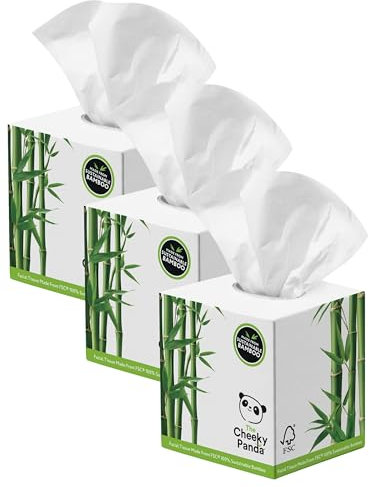 The Cheeky Panda Kosmetiktücher Box (56 Kosmetiktücher) – 3-lagig Taschentücher aus nachhaltigem Bambus hergestellt (Packung mit 3)