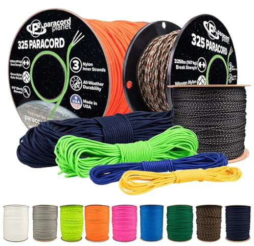 Paracord Planet 325 Paracord – 3 mm Type II Nylon Parachute Cord with 3 Inner Strands (Virus, 250 ft)