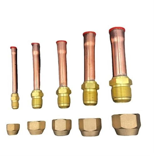 RNUMLIGH 45 Degree SAE-Standard 1/4 3/8 1/2 3/4 Flare Connector With Copper Tube Brass Pipe Fitting Connector Adapeter For Air condit (6.35mm 1l4 Inch,WITH NUT_5 PCS)