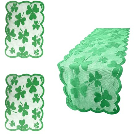 St. Patrick Tischdeko,St. Patrick's Day Decoration,Tischläufer Grün,St Patricks Day Deko,Deko Petersilienhochzeit,St.Patrick's Day Dekoration,St. Patrick's Day Deko,Tischdekoration Spitze