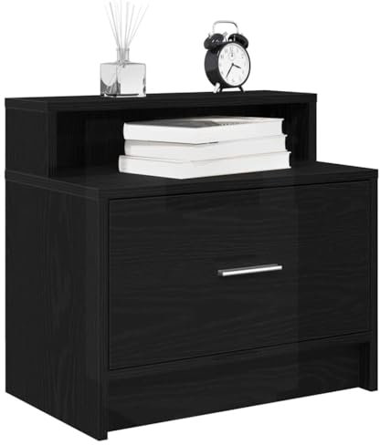 Xichuzi Nachttische mit Schublade 2Stk. Schwarz Eichen-Optik 51x31x47cm, Nachtkonsole, Nachtkästchen, Kaffeetisch, Nachtkasten, Nachtkommode, Sofatisch - 858671