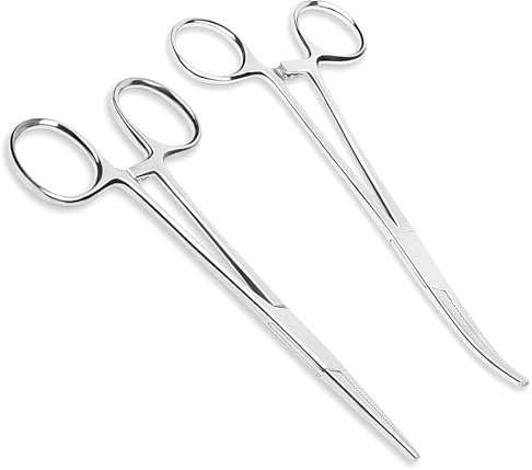 APOMOONS 2 pièces pince à piercing, pince a clamper infirmiere, pince de pêche avec design en dents de scie pour tirer les poils d'animaux, pêche à la pince (12.5cm)