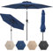 RELAX4LIFE Parasol Déporté InclinableΦ230cm, Parasol de Jardin Extérieur avec Inclinaison à 35°, Mât en Métal, Protection Solaire, Parasol Rond pour Balcon, Terrasse, Jardin (Bleu Foncé)